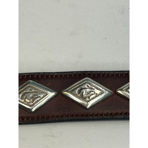 Nadim US women's western brown leather belt with metal diamond accents size 26 - Picture 6 of 14
